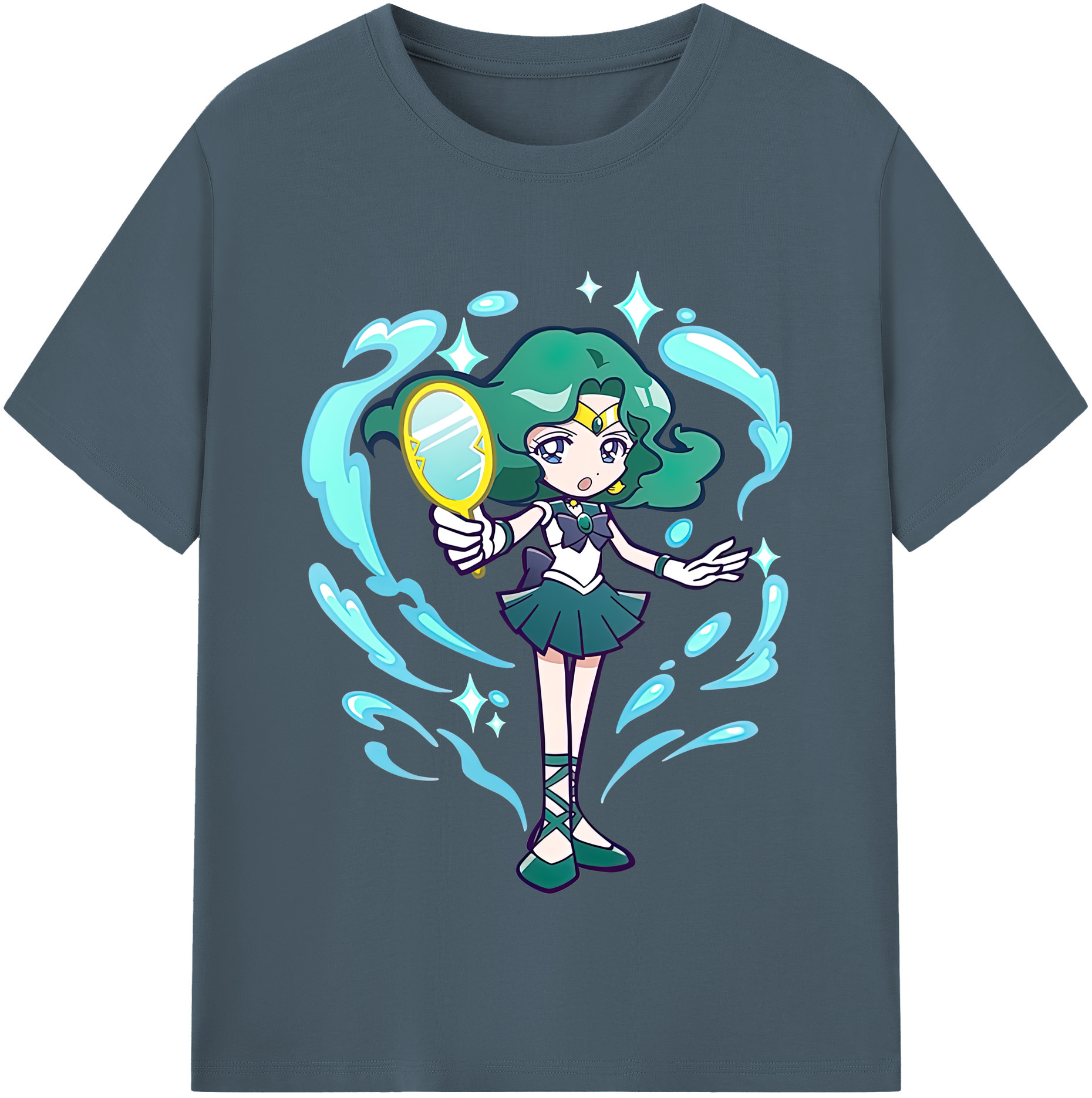 （画像用） 美少女戦士セーラームーン 海王 みちる（かいおう みちる） Sailor Moon Kaiou Michiru 綿100％半袖Tシャツ（フロントプリント）